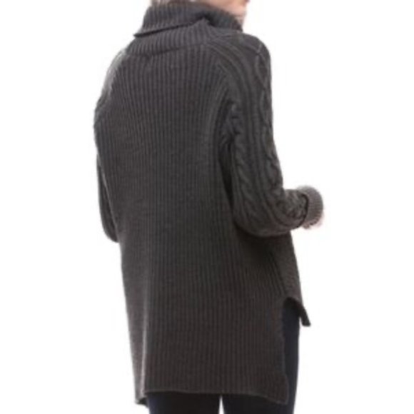 NWT Dark Gray Cable Knit Turtleneck Sweater - Picture 2 of 3